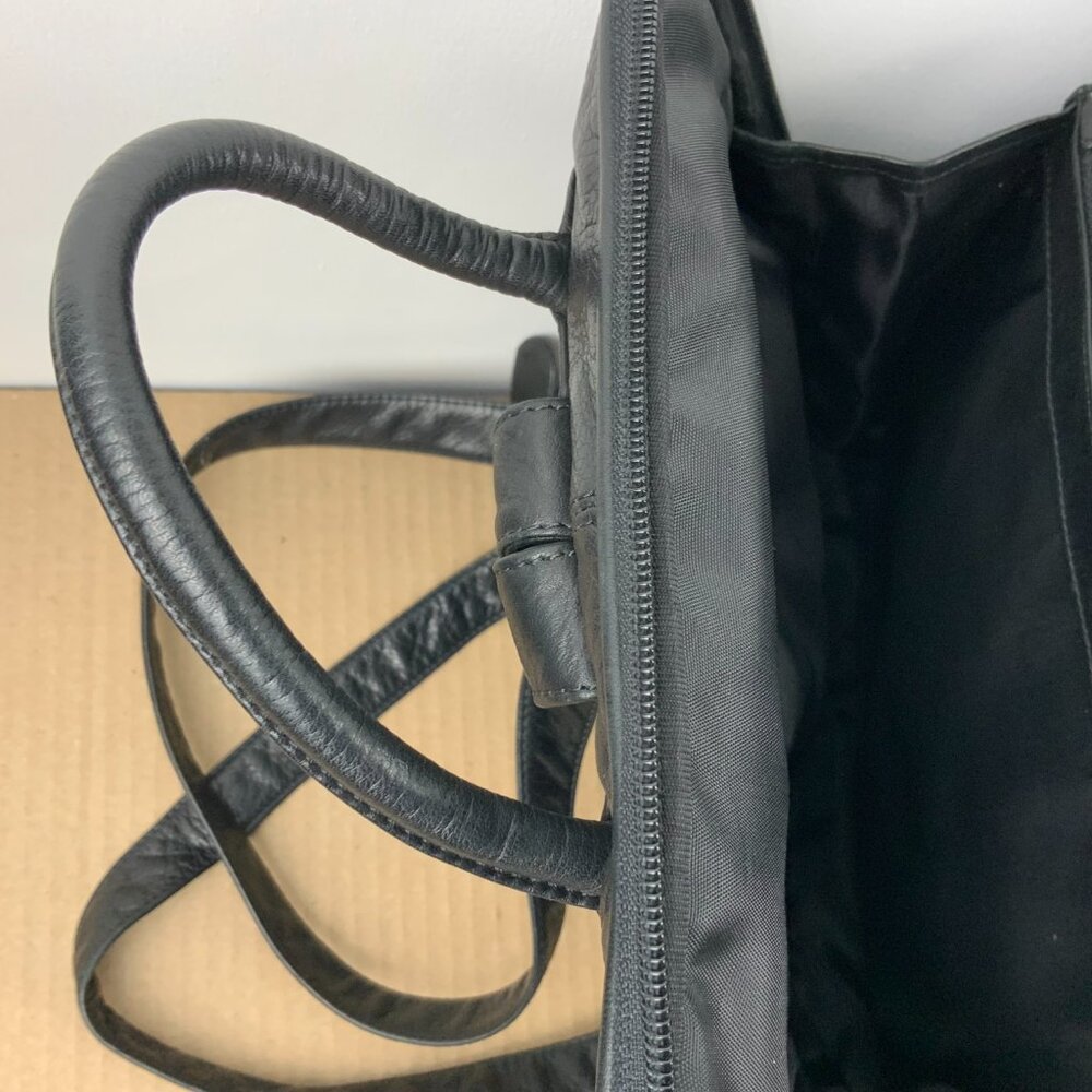 Genuine Leather Medium Black Backpack Organizer Business Travel - Picture 14 of 16